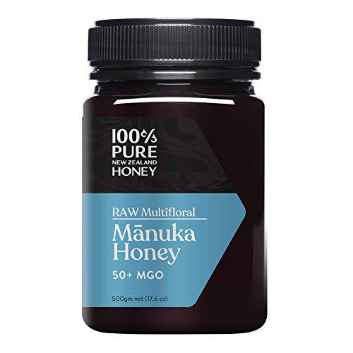 Manuka Honey New Zealand - MGO 50+ Multifloral Mānuka Honey, 100% Pure New Zealand Raw Mānuka Honey, 17.6 Ounce (500g) (Pack of 1)