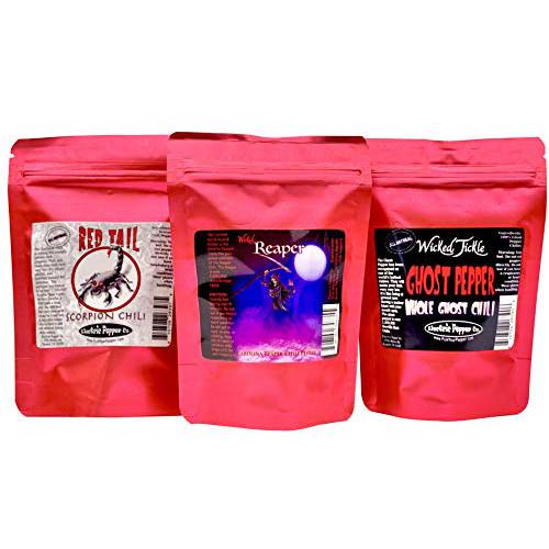 Spice Gift Set Dried Carolina Reaper Peppers Ghost Pepper Scorpion Chili 15 Whole Peppers Plus 6 Free Red