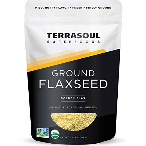 Terrasoul Superfoods Organic Ground Flax Seeds, 2.5 Pound - Finely Ground | Smooth Texture | Golden Flax