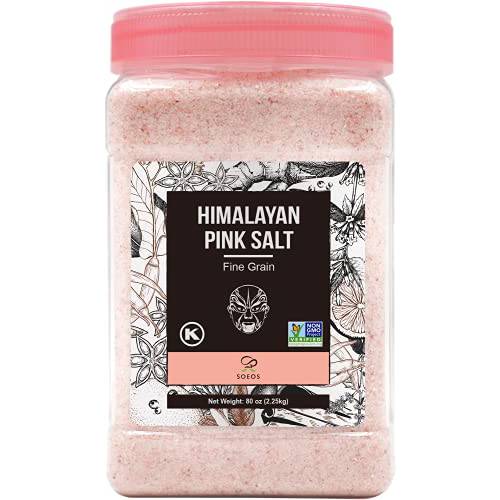 Soeos Himalayan Salt Fine Grain 80oz (2.25kg), Himalayan Pink Salt, Himalayan Salt, Natural Pink Salt, Pink Salt Ready to Use, Bulk Sea Salt, Fine Pink Salt, Himalayan Salt, Pink Salt for Cooking.