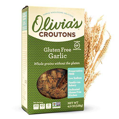 Gluten Free Croutons for Salad & Soup Toppings - Olivia’s Croutons - 4.5 Ounce (Pack of 3)