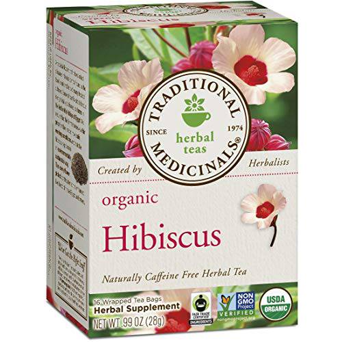 Traditional Medicinals Organic Daily Herbal Tea, Hibiscus - Cardiovascular Support, Caffeine Free - 16 CT (Pack of 2)