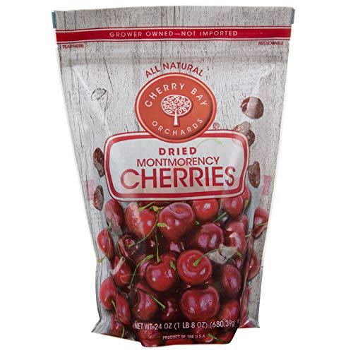 Cherry Bay Orchards - Dried Montmorency Tart Cherries (24oz Bag) - 100% Domestic, Natural, Kosher Certified, Gluten-Free, and GMO Free - Packed in a Resealable Pouch