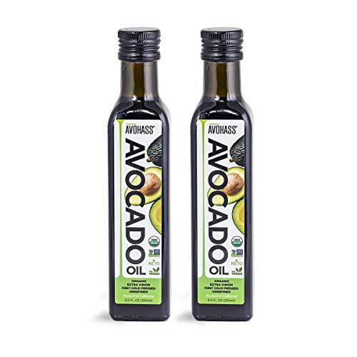 Avohass Mexico USDA Organic Certified Extra Virgin Avocado Oil 8.5 fl oz Bottle 2 Pack.