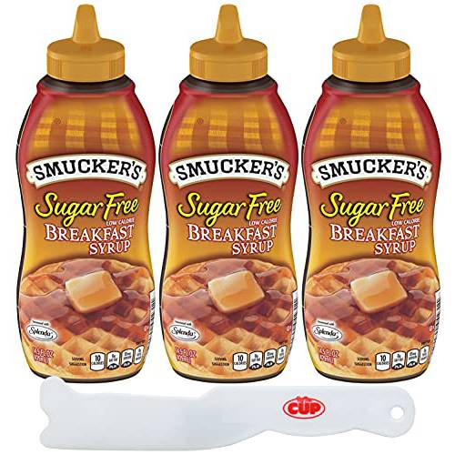 Sugar Free Breakfast Syrup, 14.5 fl oz (Pack of 3) with By The Cup Spreader