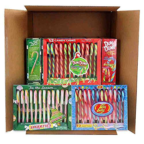 Candy Cane Mixed Pack - Dum Dums, Smarties, Jelly Belly - 144 individual, 12 ct x 12 packages