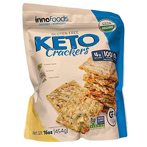 InnoFoods KETO Crackers, White, Blue, Coconut, 1 lb, 16 Oz