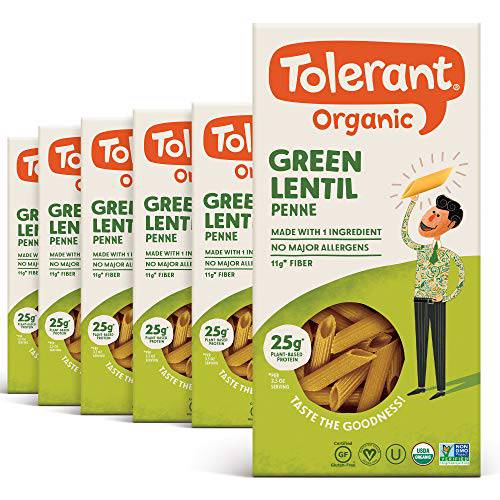 Tolerant Organic Green Lentil Penne Pasta (8 oz, Case of 6)