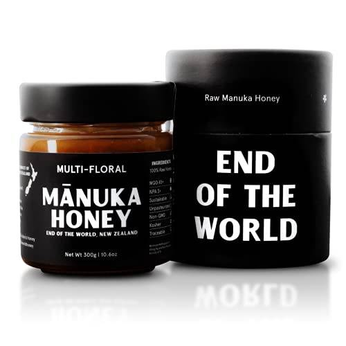 New Zealand Manuka Honey in 10.6oz Glass Jar - End of the World Honey Co. Non GMO Manuka Honey - Best Tasting Honey - Ethically Sourced