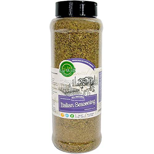 Eat Well Premium Foods - Italian Seasoning, 9 oz - 255g, Authentic taste of Perfectly Blended of Italian-Style Herbs and Spices - Italian Spice (with Mediterranean Crops) Salt Free