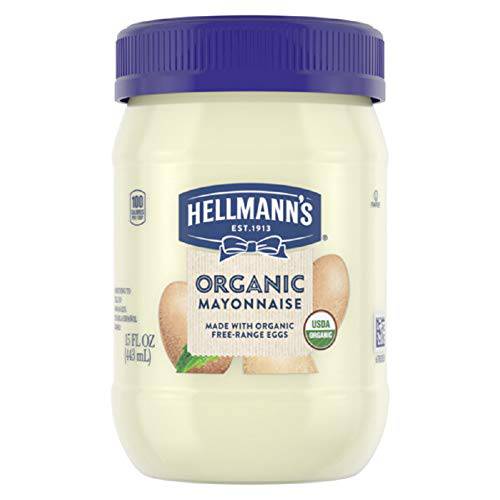 HELLMANN’S Organic Mayonnaise Creamy Condiment for Sandwiches and Simple Meals Original Mayo Rich in Omega-3 ALA, 15 Oz, Pack Of 6
