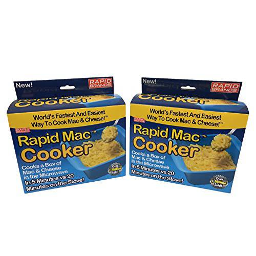 Rapid Mac Cooker | Microwave Macaroni & Cheese in 5 Minutes | Perfect for Dorm, Small Kitchen, or Office | Dishwasher-Safe, Microwaveable, & BPA-Free (Blue, 2 pack)