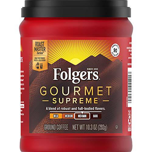 Folgers Gourmet Supreme Medium Dark Roast Ground Coffee, 10.3 Ounces