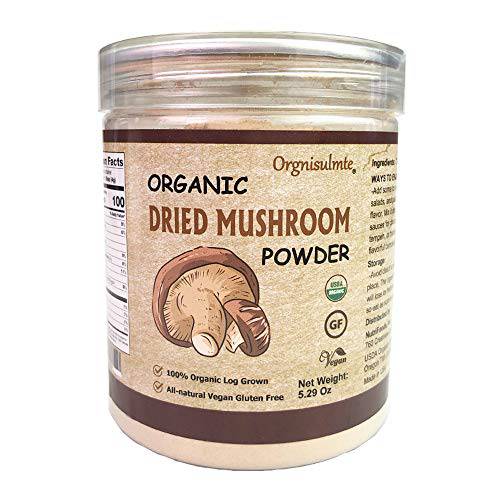 Orgnisulmte Organic Dried Shiitake Mushrooms Powder 100% Organic No Additive All Natural Vegan and Gluten-Free 5.29 Oz(150g)
