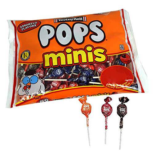 Tootsie Roll (1) Bag Pops Minis - Lollipops Filled With Chewy Tootsie Roll - Assorted Flavors Halloween Candy - 75 Lollipops per Bag Net Wt. 13.5 oz
