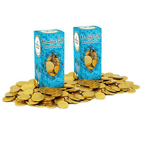 Hanukkah Chocolate Gelt - Nut-Free - Belgian Milk Chocolate Coins - 1LB - Kosher Chanukah Gelt (2-Pack, 2 Lbs Total)