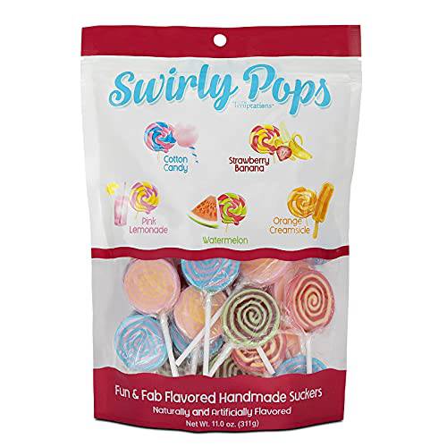 Candy Shop Handmade Assorted Flavored Swirl Lollipops, 11 Oz bag, 30 Pieces, Fun Assortment of Uniquely Flavored Suckers