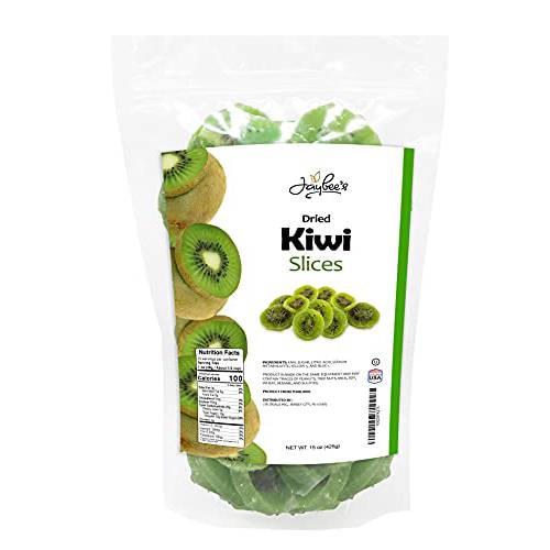 Dried Kiwi Slices - 15 oz Resealable Pouch | Sweetened Dehydrated Whole Food Snack - Dry Fruit Lunchbox Snacks, Dried Golden Kiwi | Kosher | Jaybee’s Nuts and Dried Fruits