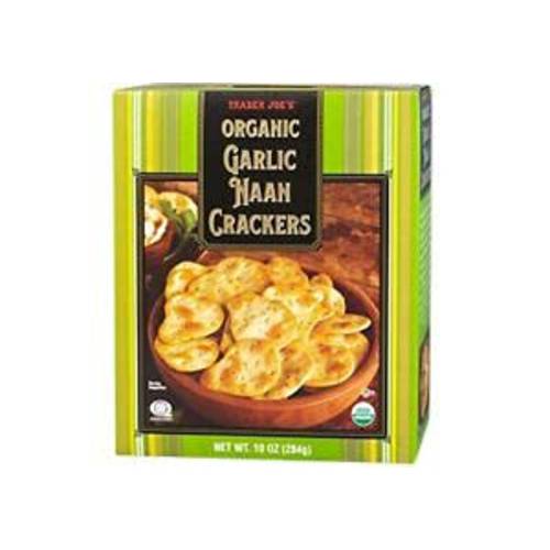 Trader Joes Organic Garlic Naan Crackers 10 oz. Box