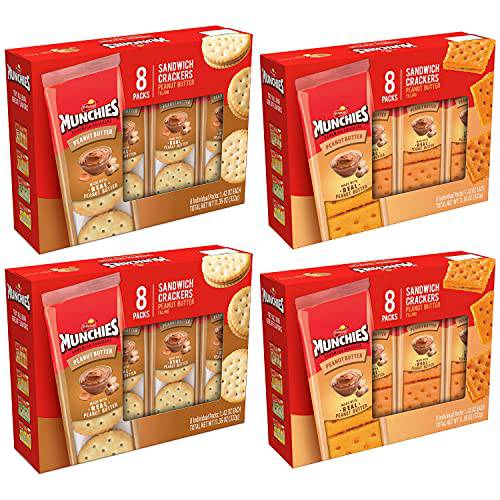 Munchies Sandwich Crackers, Peanut Butter Variety Pack,4 Count (Pack of 1)
