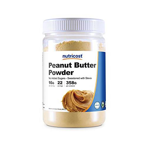 Nutricost Peanut Butter Powder - No Sugar Added (12.6 oz) Non-GMO, No Sugar Alcohol, All-Natural Powdered Peanut Spread from Roasted Pressed Peanuts