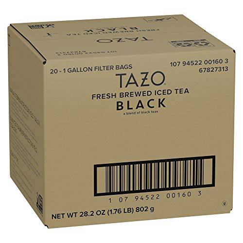 TAZO Black Fresh Brewed Iced Tea Unsweetened Non GMO, 1 gallon, Pack of 20