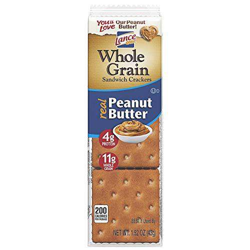 Lance Whole Grain Peanut Butter Crackers - 3 Boxes of 8 Individual Packs