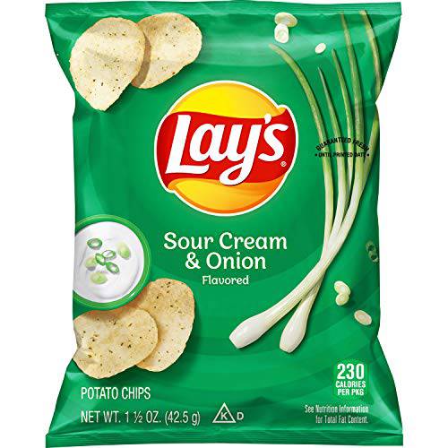 Lay’s Sour Cream & Onion Flavored Potato Chips, 1.5 Ounce Bags (Pack of 64)