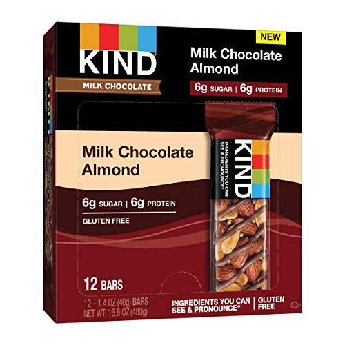KIND Nut Bars, Milk Chocolate Peanut Butter, 1.4 Ounce, 60 Count, Gluten Free, 6g Sugar, 7g Protein