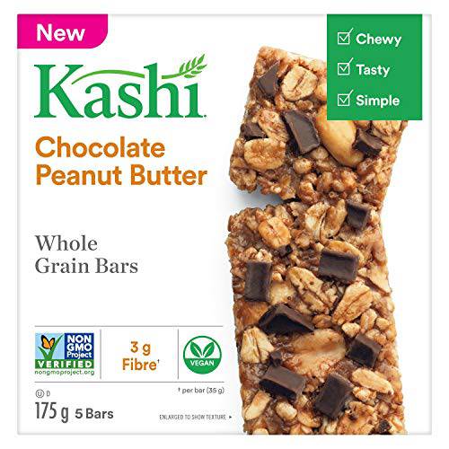 KASHI Whole Grain Bar, Chocolate Peanut Butter, 175g/6.2 oz, 5 bars, Imported from Canada}