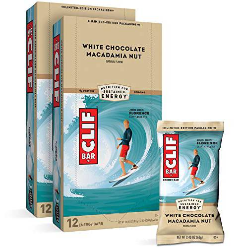 CLIF BARS - Energy Bars - White Chocolate Macadamia Nut Flavor - Made with Organic Oats - Plant Based Food - Vegetarian - Kosher (2.4 Ounce Protein Bars, 24 Count)