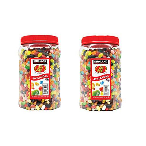 Kirkland Signature Jelly Belly 49 Flavors Of The Original Gourmet Jelly Bean - 4 Lb (64 Oz) Jar - Cos15 (2-Pack)