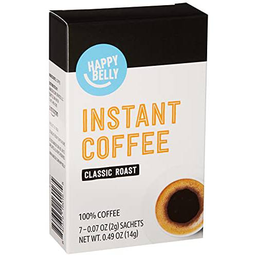 Amazon Brand - Happy Belly Classic Roast Instant Coffee Packets, 7 ct
