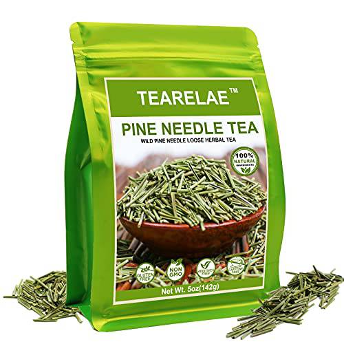 TEARELAE - Pine Needle Tea - 100% Pure Natural Dried Masson Pine Needles Herbal Tea Loose Leaf - CUT & SIFTED - Non-GMO - Caffeine-free - 5oz/142g