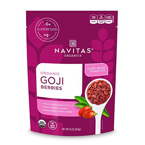 Navitas Organics Goji Berries, 16 oz. Bag, 15 Servings — Organic, Non-GMO, Sun-Dried, Sulfite-Free