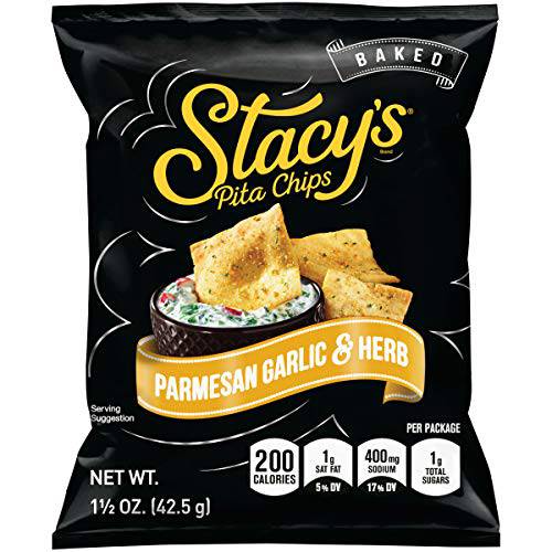 Stacy’s Parmesan Garlic & Herb Flavored Pita Chips, 1.5 Ounce Bags (Pack of 24)