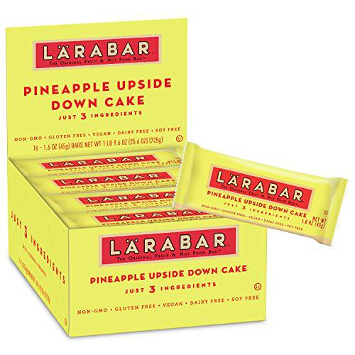 Larabar Pineapple Upside Down Cake, Gluten Free Vegan Fruit Nut Bars, 16 ct