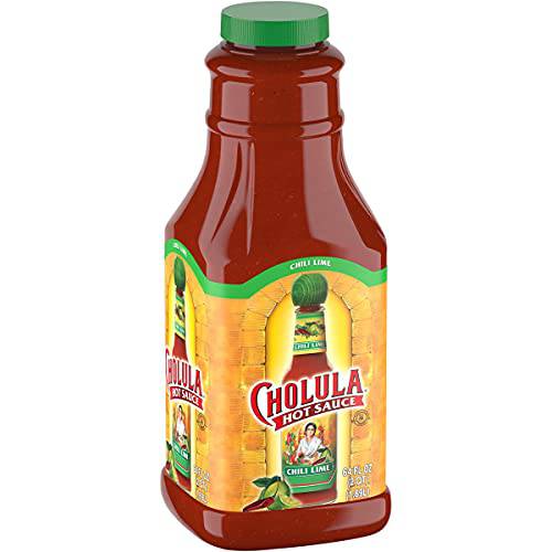 Cholula Chili Lime Hot Sauce, 64 fl oz - One 64 Fluid Ounce Bulk Container of Chili Lime Hot Sauce with Mexican Peppers, Lime and Signature Spice Blend, Perfect for Eggs, Shrimp, and More