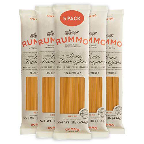 Rummo Italian Pasta Spaghetti No.3, Always Al Dente (5 Pack,16 Ounce Each)