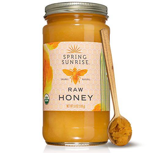 Spring Sunrise Raw Organic Honey - Natural Honey - Brazilian Wildflower Honey - Pure Honey - Sustainably Sourced Raw Honey - All Natural Sweetener Rich in Nutrients & Natural Energy - (18oz)