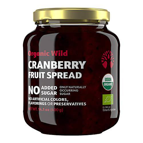 LOOV Organic Wild Cranberry Jam, 14.1 Ounces, Vegan, Cranberry Fruit Spread, Contains Whole Wild Organic Cranberries Handpicked from Nordic Forests, No Sugar Added