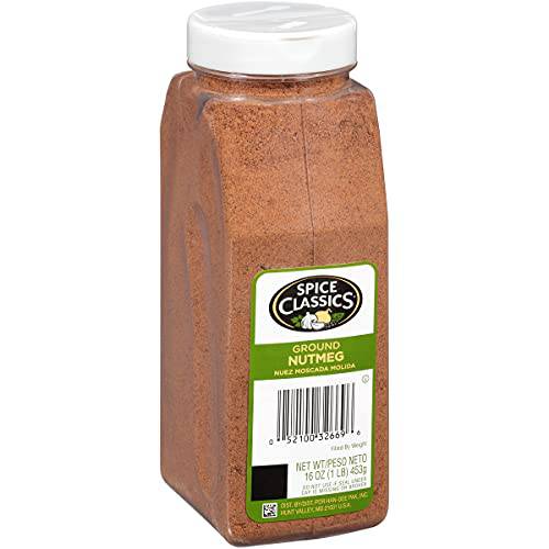 Spice Classics Ground Nutmeg, 16 oz - One 16 Ounce Container of Ground Nutmeg Powder, Perfect in Coffees, Cocktails, Soups and More