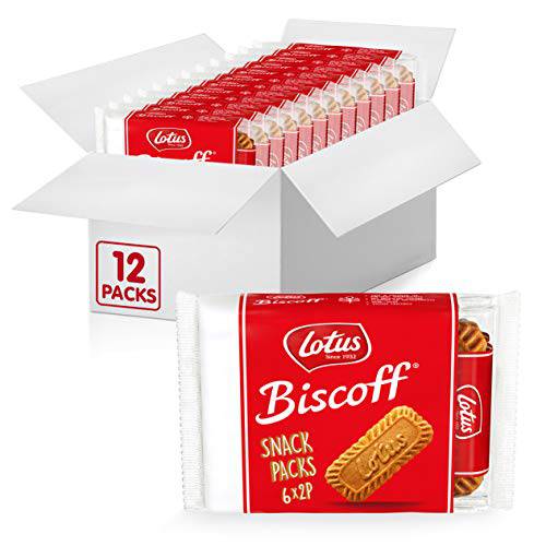 Lotus Biscoff Cookies, Caramelized Biscuit Cookies, 144 Cookies (12 Sleeves of 6 Two-Packs) Vegan, 3.28 Ounce (Pack of 12)