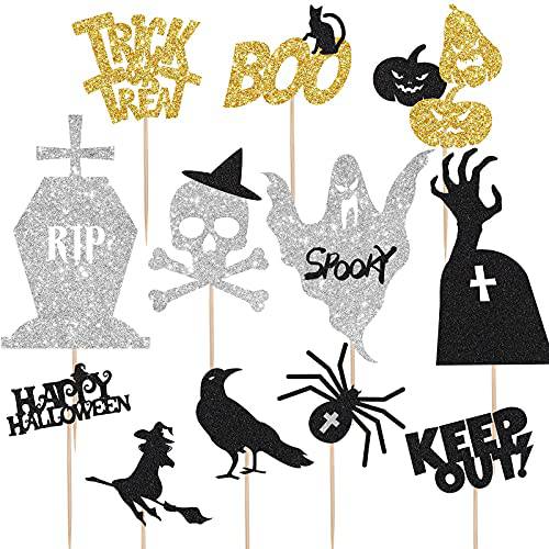 KKBES 24 Pieces Tombstone Cupcake Toppers Halloween Cupcake Topper Appetizer Picks for Halloween Party Supplies