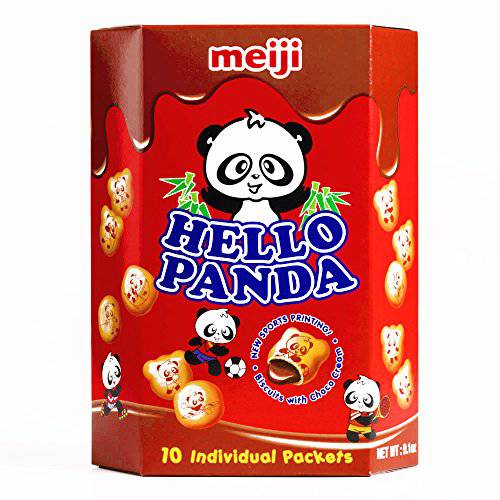 Meiji Hello Panda Family Pack Cookies, Chocolate, 9.1 oz (10 Individual Packets)