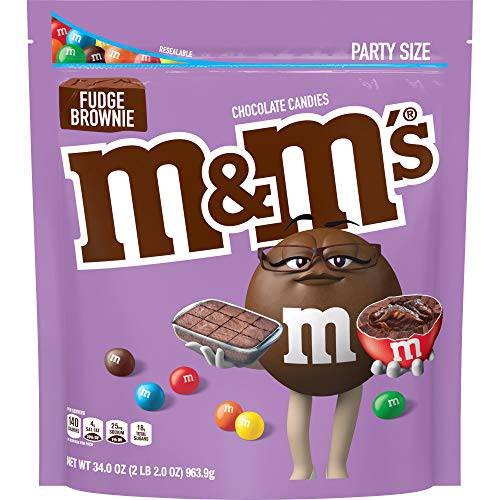 M&M’S Fudge Brownie Chocolate Candy Party Size, 34 oz Bag