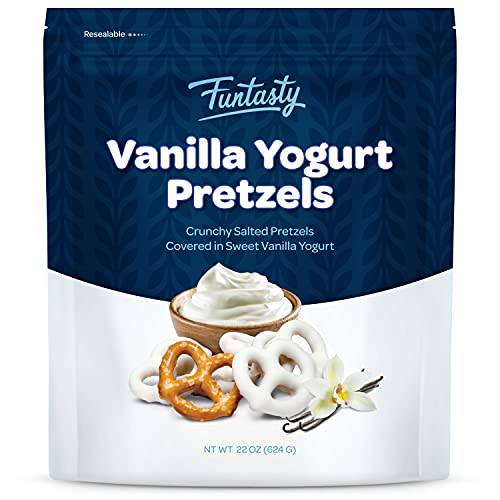 Funtasty Vanilla Yogurt Covered Pretzels, Sweet & Salty Crunchy Snack, 22 Ounce Bag