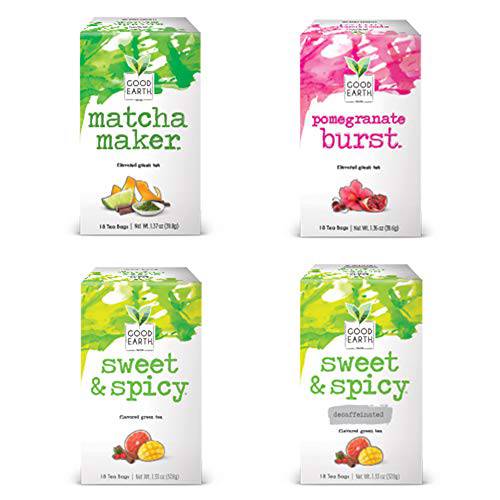Good Earth Green Tea, 4 Flavor Variety Pack, 18 Tea Bags, 4 Count (Packaging May Vary)