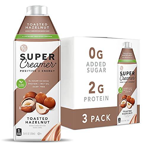 Super Coffee Keto Plant Based Coffee Creamer | 0g Added Sugar, 1g Pea Protein, 5 Calories [Toasted Hazelnut] 25.4 Fl Oz, 3 Pack
