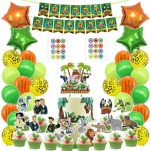 1 Party Pack for Wild Brothers Cake Topper Cupcake Toppers Party Supplies Kratts Decorations Balloons Stickers Banner